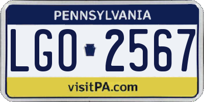 PA license plate LGO2567