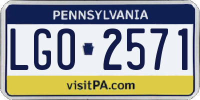 PA license plate LGO2571