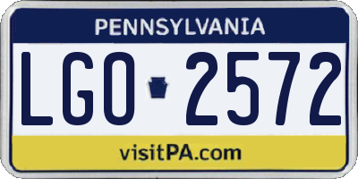 PA license plate LGO2572