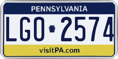 PA license plate LGO2574