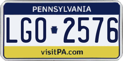 PA license plate LGO2576