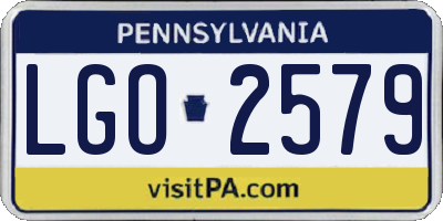 PA license plate LGO2579