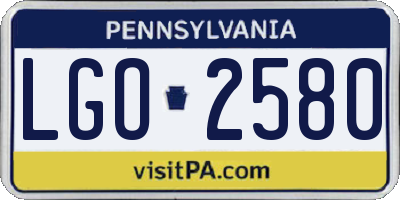 PA license plate LGO2580