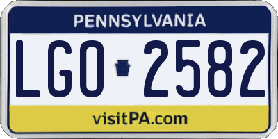 PA license plate LGO2582