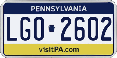 PA license plate LGO2602