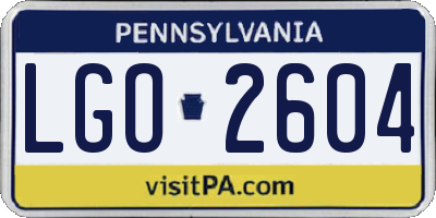 PA license plate LGO2604