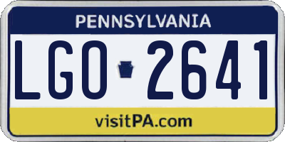 PA license plate LGO2641