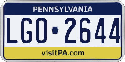 PA license plate LGO2644