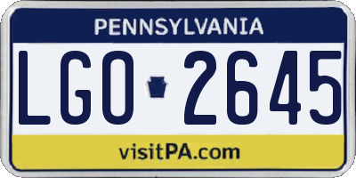 PA license plate LGO2645