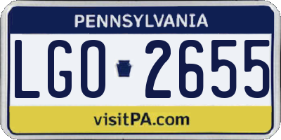 PA license plate LGO2655