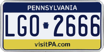 PA license plate LGO2666