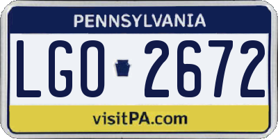PA license plate LGO2672