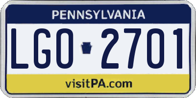 PA license plate LGO2701