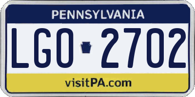 PA license plate LGO2702