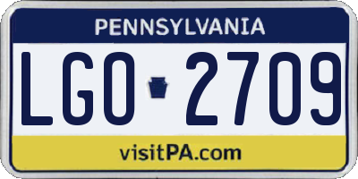 PA license plate LGO2709