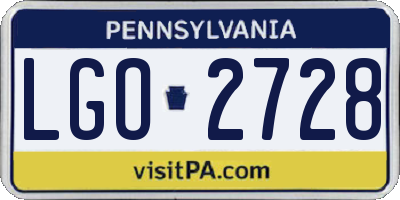 PA license plate LGO2728