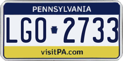 PA license plate LGO2733