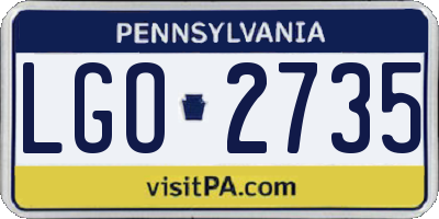 PA license plate LGO2735