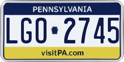 PA license plate LGO2745