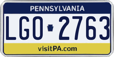 PA license plate LGO2763