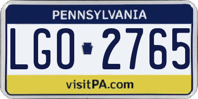 PA license plate LGO2765
