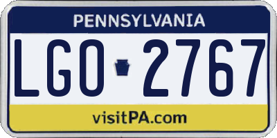 PA license plate LGO2767