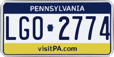 PA license plate LGO2774