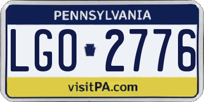 PA license plate LGO2776