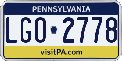 PA license plate LGO2778