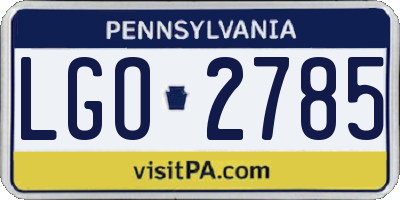PA license plate LGO2785