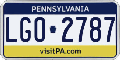 PA license plate LGO2787
