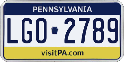 PA license plate LGO2789