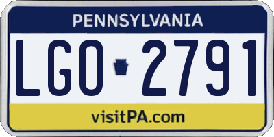 PA license plate LGO2791