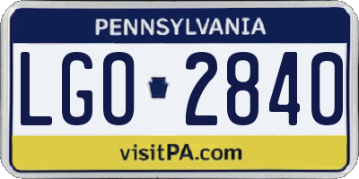 PA license plate LGO2840