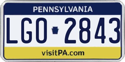 PA license plate LGO2843