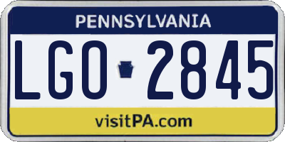 PA license plate LGO2845