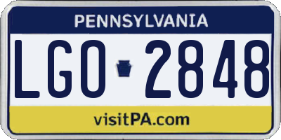 PA license plate LGO2848