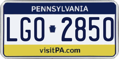 PA license plate LGO2850