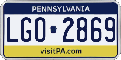 PA license plate LGO2869