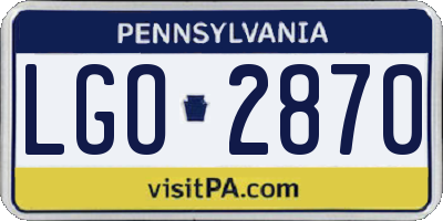 PA license plate LGO2870