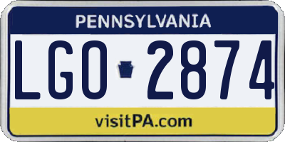 PA license plate LGO2874