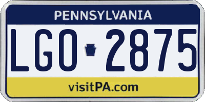 PA license plate LGO2875