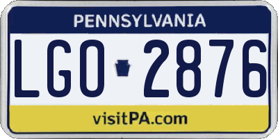 PA license plate LGO2876