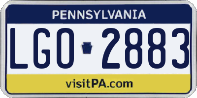 PA license plate LGO2883