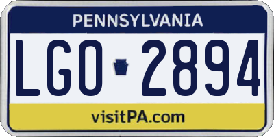 PA license plate LGO2894