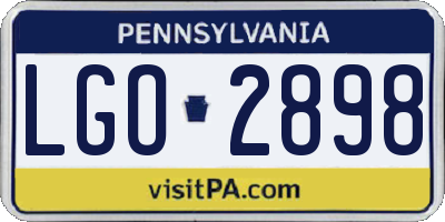 PA license plate LGO2898