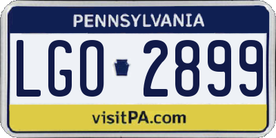 PA license plate LGO2899