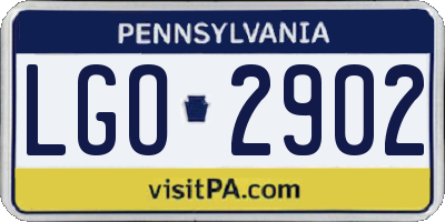 PA license plate LGO2902