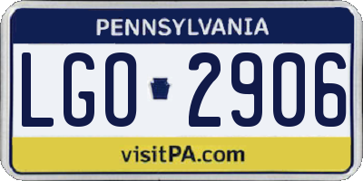 PA license plate LGO2906