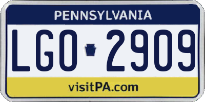 PA license plate LGO2909